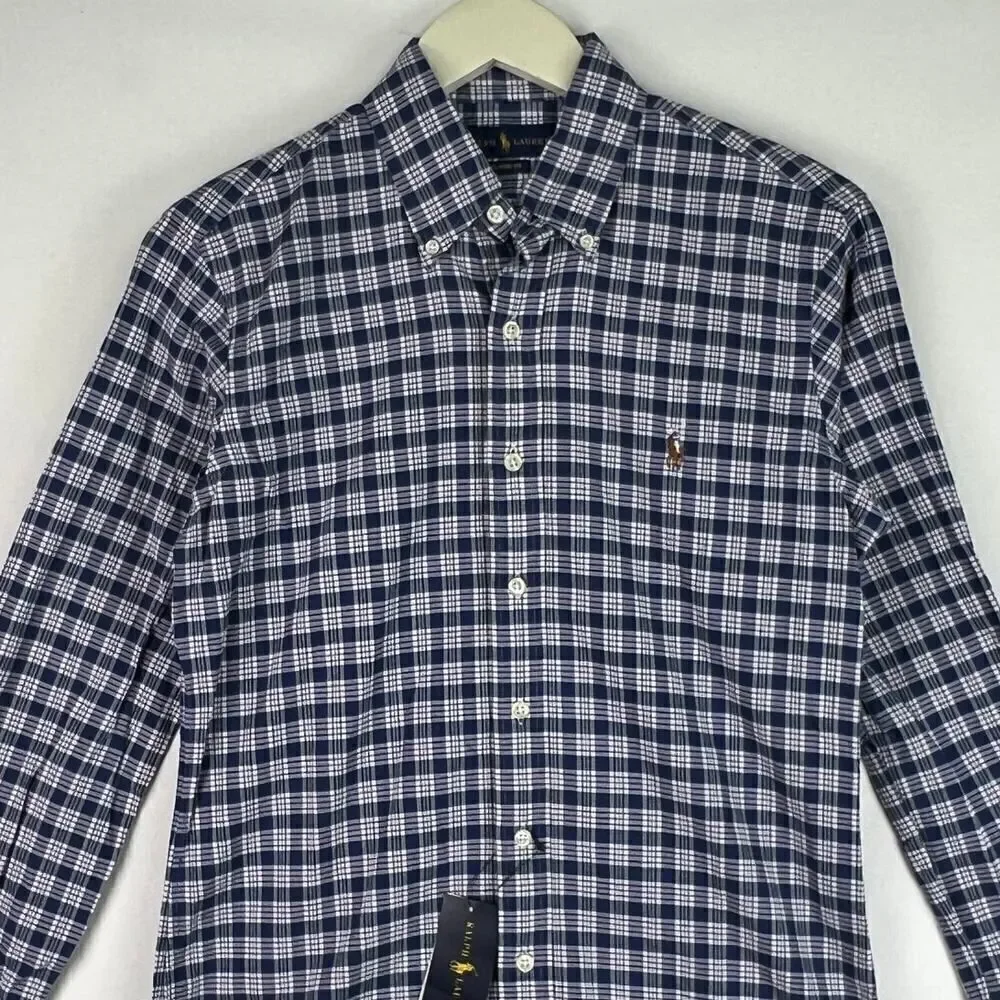 New POLO by Ralph Lauren Men Blue Plaid Shirt XS 100% Cotton | $89.50 - Picture 6 of 11